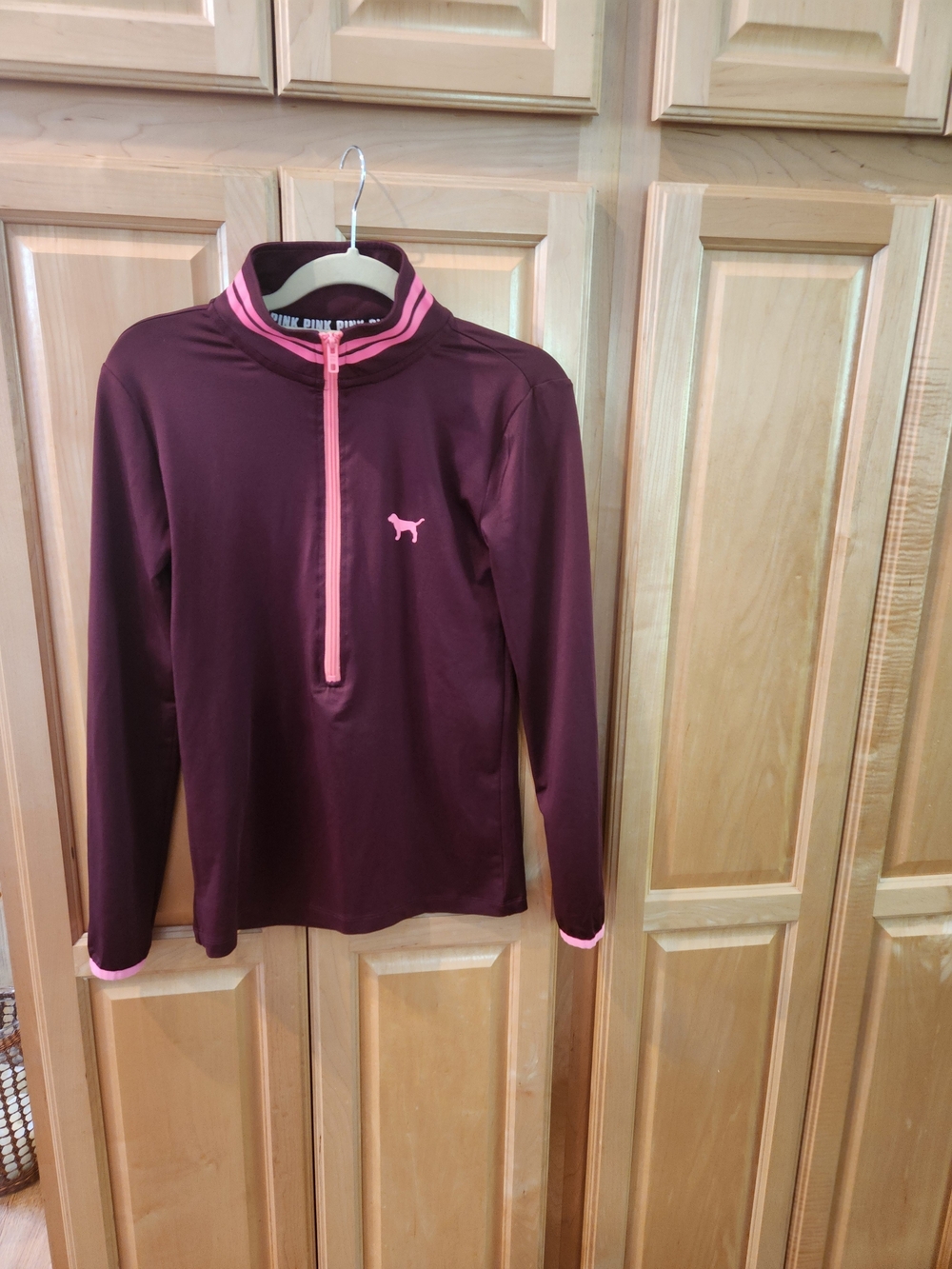 PINK Victoria's Secret Maroon Pullover with Pink Trim